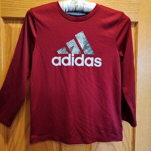 Adidas Boys 7X Maroon/Gray Long Sleeve Shirt